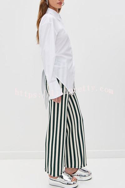 Fall for That Button Long Sleeve Open Back Tie Detail Blouse