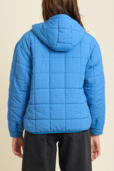 Solid Color Hooded Long-sleeved Loose Pocket Padded Top