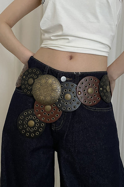 Ethnic Retro Round Hollow Belt