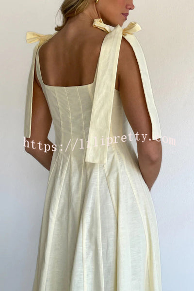 Solid Color Sleeveless Tie-up Suspender Elegant Patchwork Maxi Dress