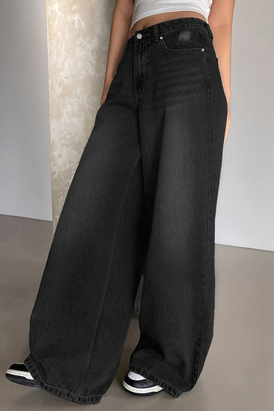 Fashion Ripped Loose Casual Pocket Wide-leg Jeans