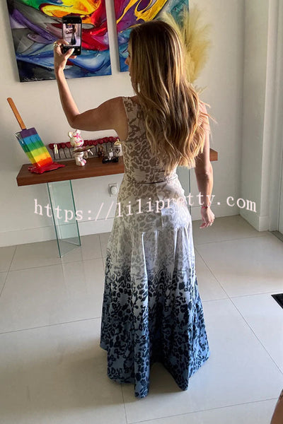 Reema Unique Animal Print Wide Strap Cutout Waist Maxi Dress