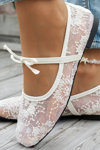Fashionable Sequined Embroidered Square-toe Flat Casual Shoes