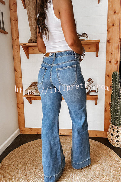 Fashion Stretch Pocket Casual Straight Jeans