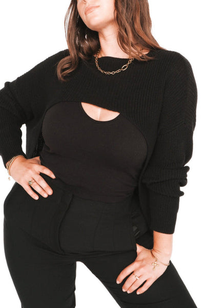 Solid Color Loose Long-sleeved Irregular Casual Knit Top