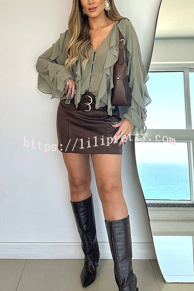 Fashion V-neck Long Sleeve Elegant Loose Shirt