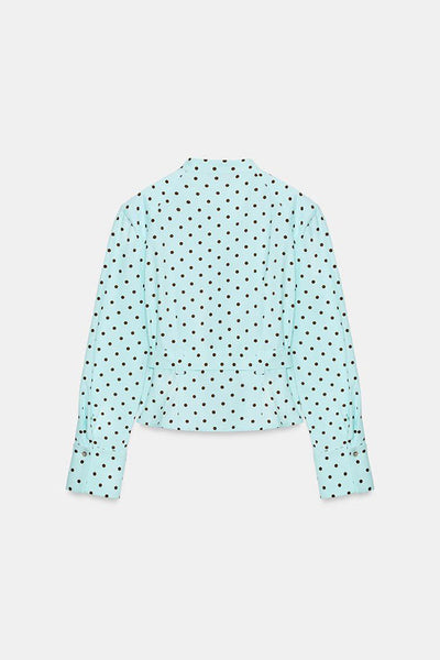 Trisha Linen Blend Polka Dot Stand Neck Belted Jacket and Low-Rise Pocket Mini Shorts Set
