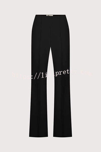 Solid Color Off-the-shoulder Single-breasted Top and Casual Pocket Straight-leg Pants Set