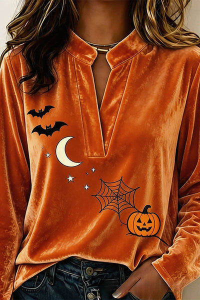 Spooky Season Velvet Long Sleeve Halloween Shirt