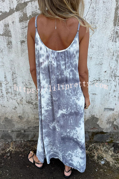 Zebra Print Suspender Pocket Loose Backless Maxi Dress