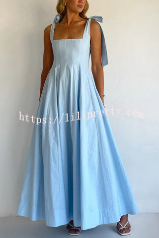 Solid Color Sleeveless Tie-up Suspender Elegant Patchwork Maxi Dress