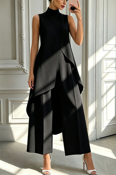 Aurelia High-Neck Asymmetric Layered Pant Set