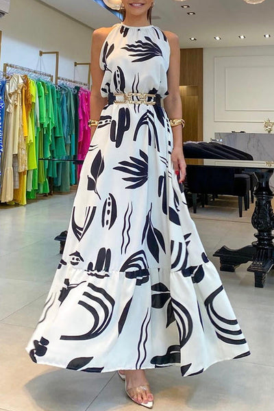 Downtown Daze Unique Print A-line Loose Maxi Dress