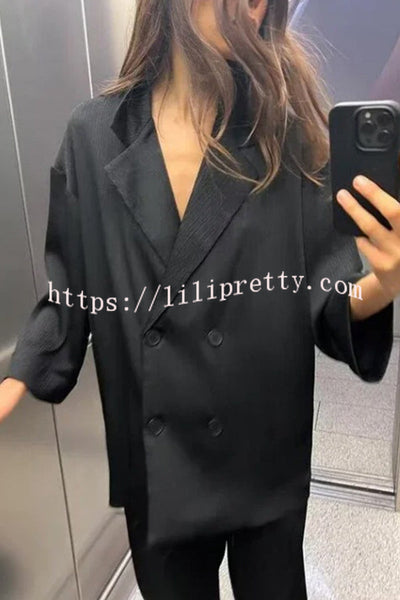 Fashionable Wrinkled Lapel Long-sleeved Loose Blazer