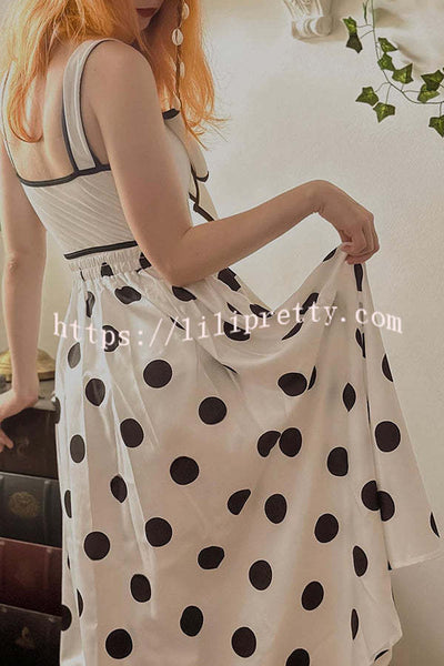 Bow Swimsuit and Elastic Waist Spotted One Piece Swimsuit + Skirt