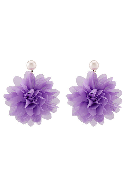 Fashion Holiday Fabric Floral Pearl Earrings