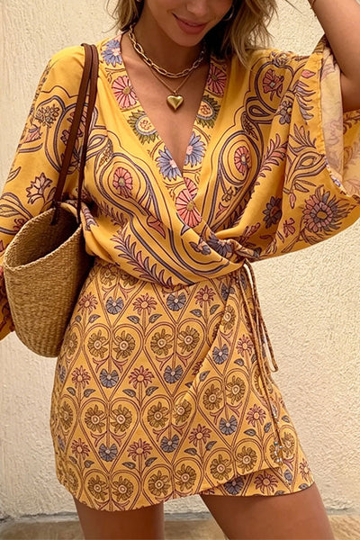 Gypsy Soul Paisley Wrap-Style Mini Beach Tunic & Dress