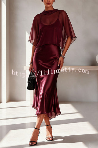 Sophisticated Draped Satin Evening Party Gown