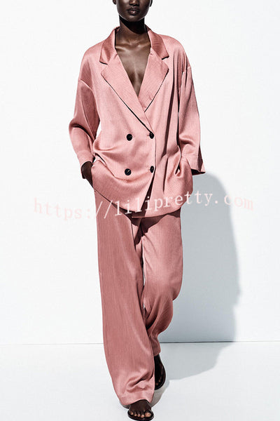 Fashionable Pleated Elastic Waist Tie Casual Pocket Wide-leg Pants