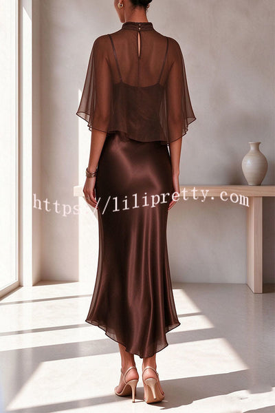 Sophisticated Draped Satin Evening Party Gown