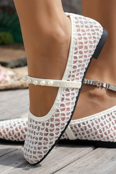 Stylish Hollowed-out Mesh Square Toe Flat Casual Shoes