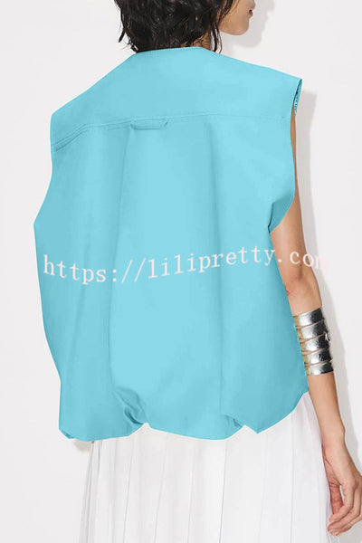 Fashion Zipper Sleeveless Pocket Loose Vest Jacket