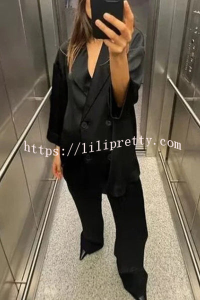 Fashionable Pleated Elastic Waist Tie Casual Pocket Wide-leg Pants