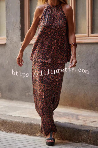 Leopard Print Sleeveless Loose Top and Casual Maxi Skirt Set
