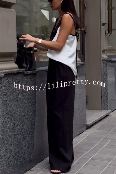Jennie Lace Trim Deep V-neck Back Tie-up Loose Tank
