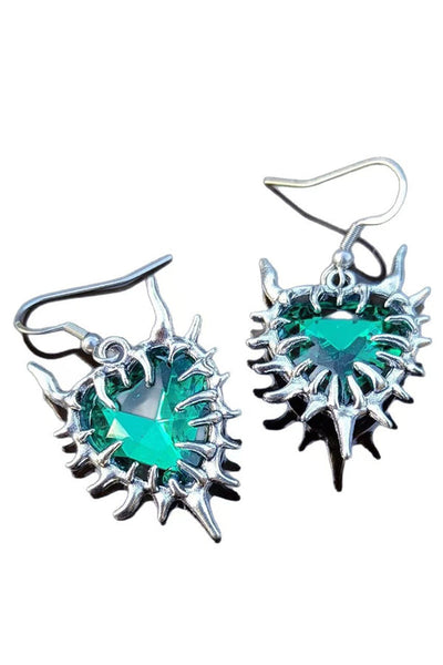 Fashionable Thorn Heart Gemstone Earrings