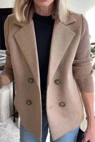 Fashion Lapel Stitching Long Sleeve Casual Button Loose Coat