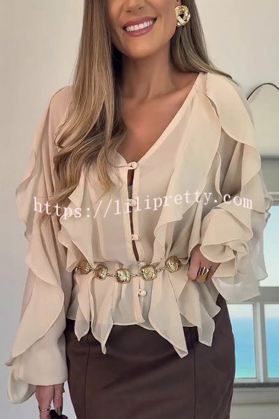 Fashion V-neck Long Sleeve Elegant Loose Shirt