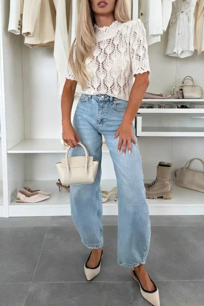 OPENWORK TOP WITH COTTON LISETTE CREAM