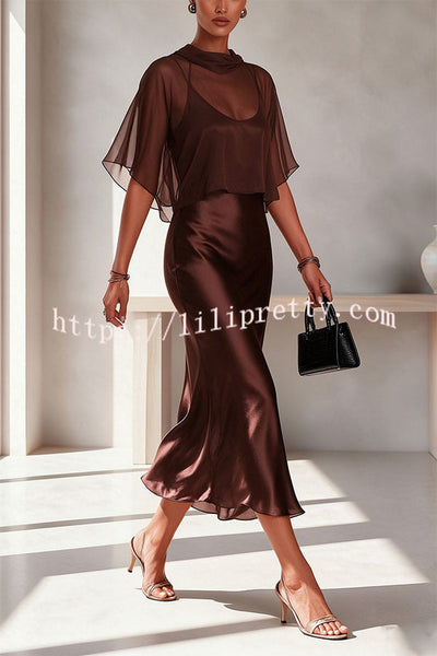 Sophisticated Draped Satin Evening Party Gown