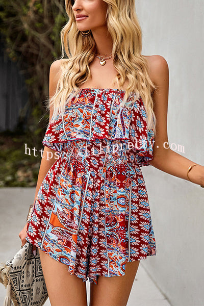 Bohemian Sexy Off the shoulder Printed Romper