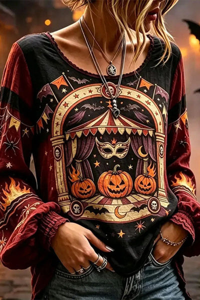 Spooky Season Velvet Long Sleeve Halloween Shirt with Buttons