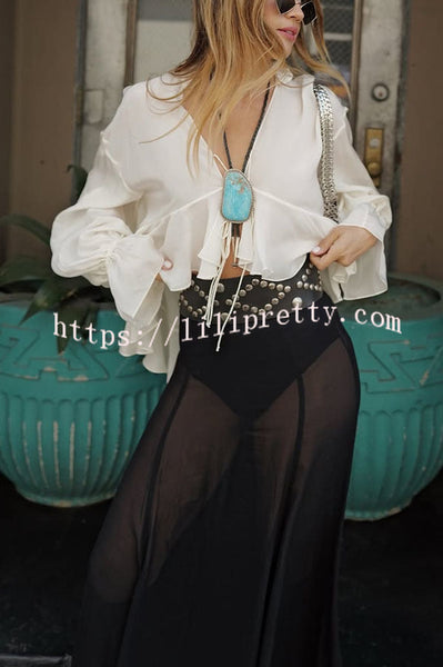 Boho Forever Chiffon High Rise Elastic Waist A-line Maxi Skirt