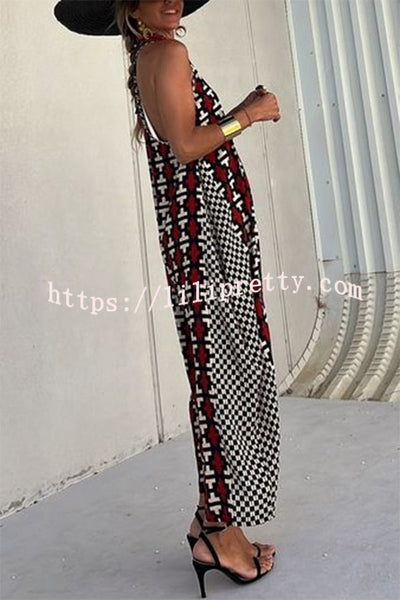 Lilipretty® Sunny Lady Ethnic Unique Print Lantern Cut Tank Maxi Dress