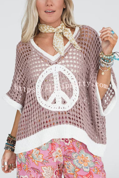 Fashionable V-neck Knitted Hollow Loose Cover-ups