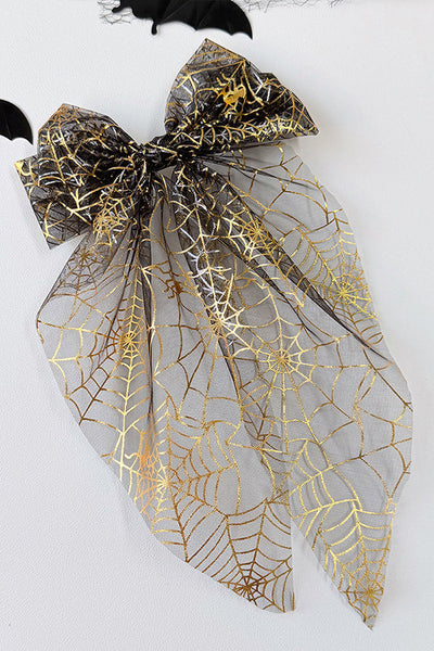 Large Halloween Mesh Bow Hair Clip