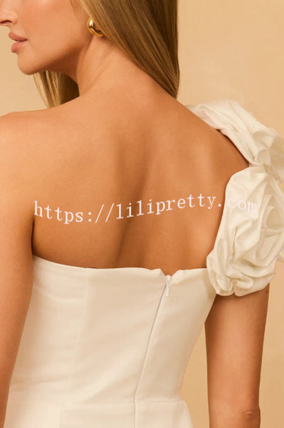 Special Occasion 3D Floral Asymmetrical One Shoulder Mini Dress