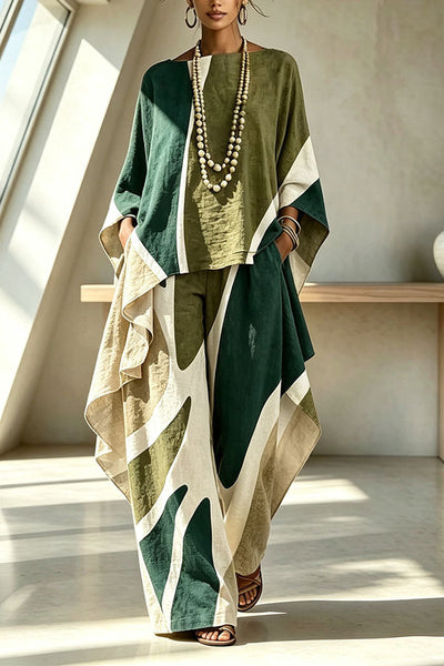 Geometric Pattern Color Blocking Irregular Slanted Set