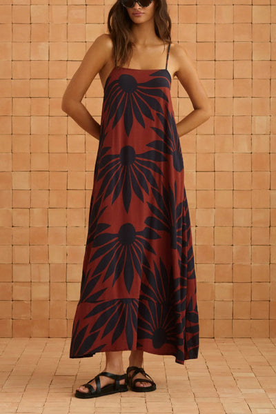 Romantic Bohemian Style Sunflower Print Sundress
