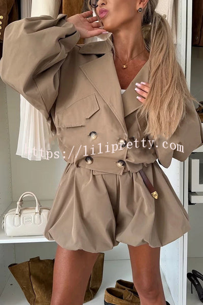 Fashion Style High Rise Elastic Waist Pocketed  Bloomer Shorts