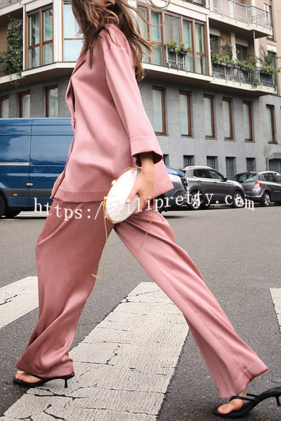 Fashionable Wrinkled Lapel Long-sleeved Loose Blazer