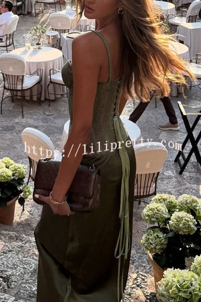 In A Fairytale Lace Corset Back Lace-up Slip Stretch Bodysuit