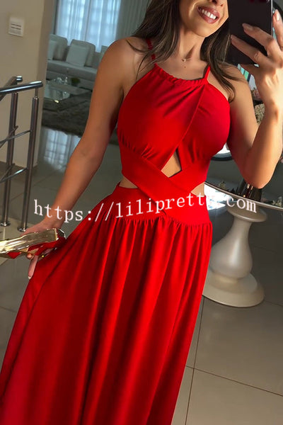 Solid Color Sexy Cross Tie Backless Maxi Dress
