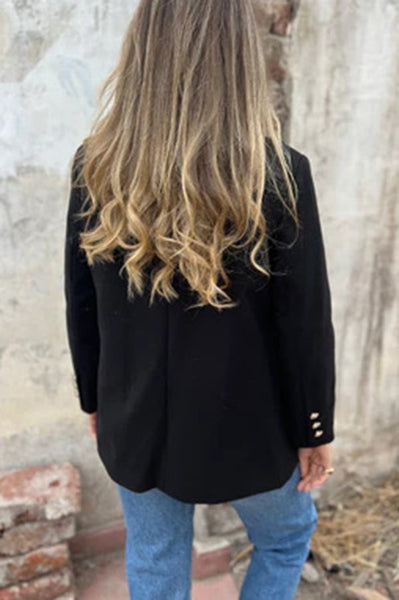 Solid Color Lapel Long Sleeve Loose Casual Blazer