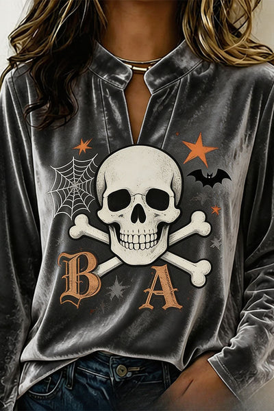 Spooky Season Velvet Long Sleeve Halloween Shirt