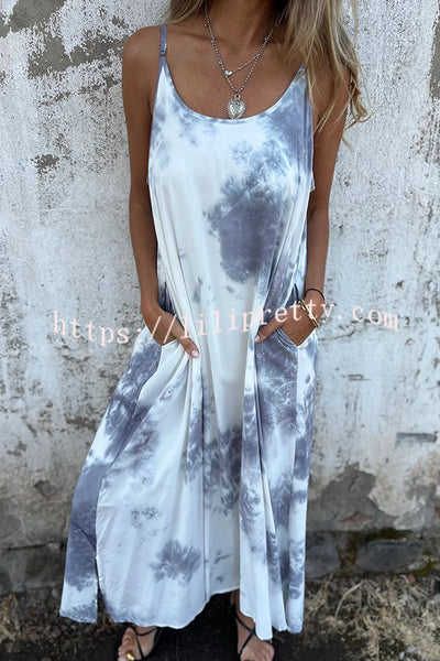Zebra Print Suspender Pocket Loose Backless Maxi Dress